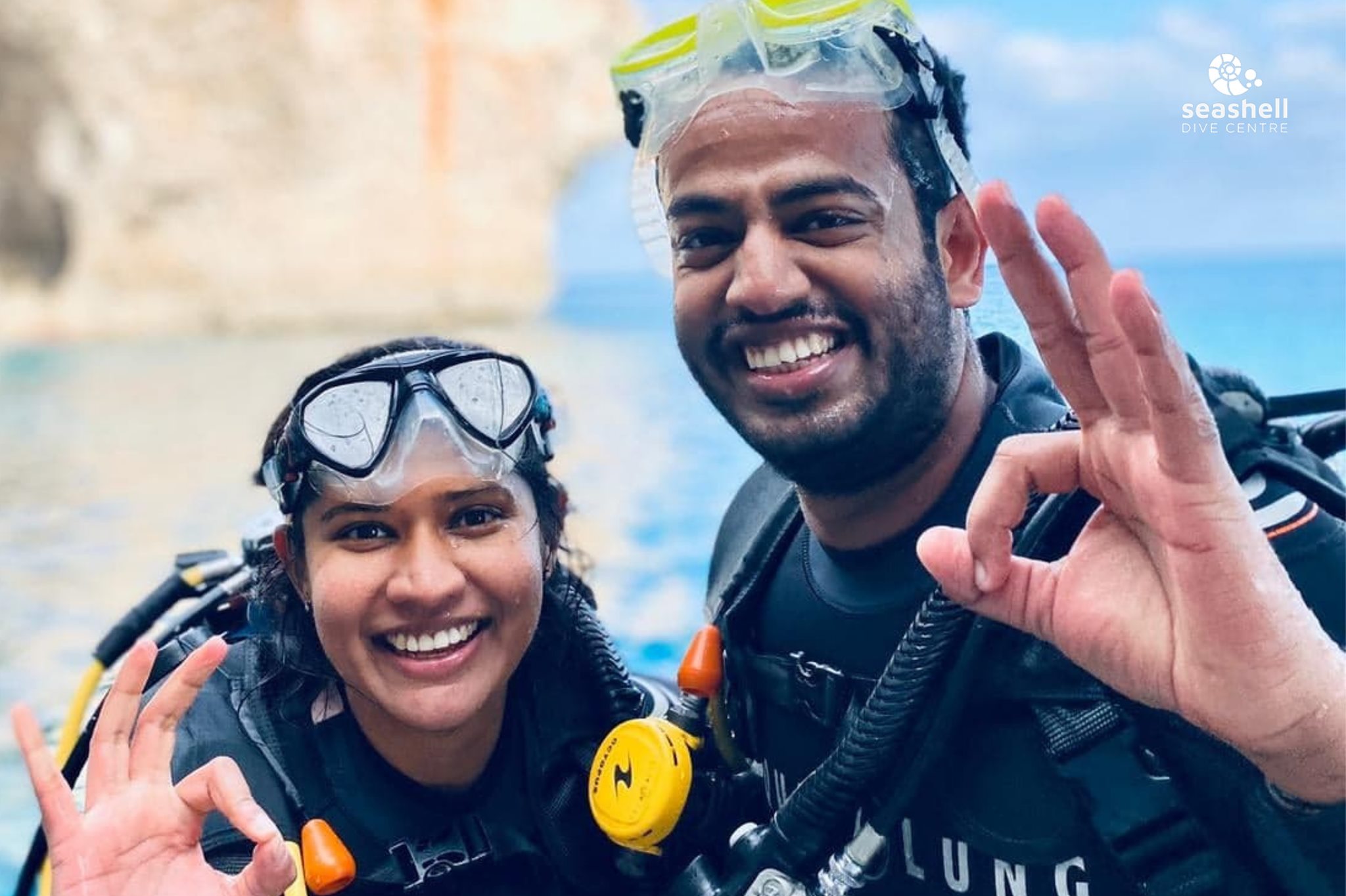 Happy divers after the discover scuba session