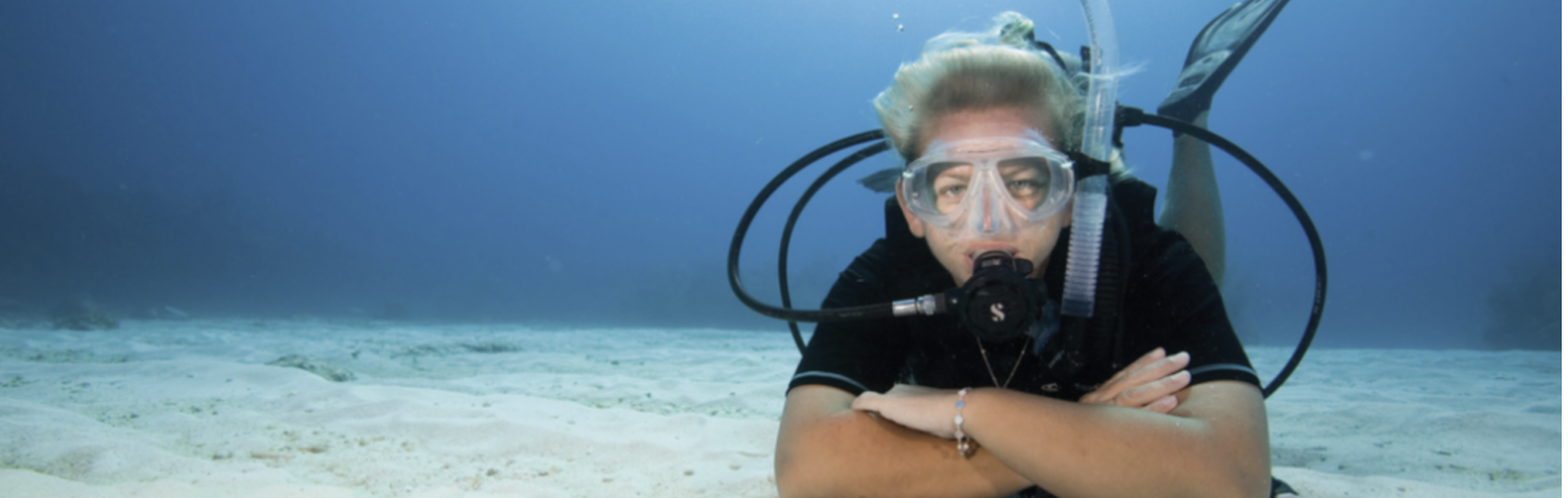 beginner diver under the water